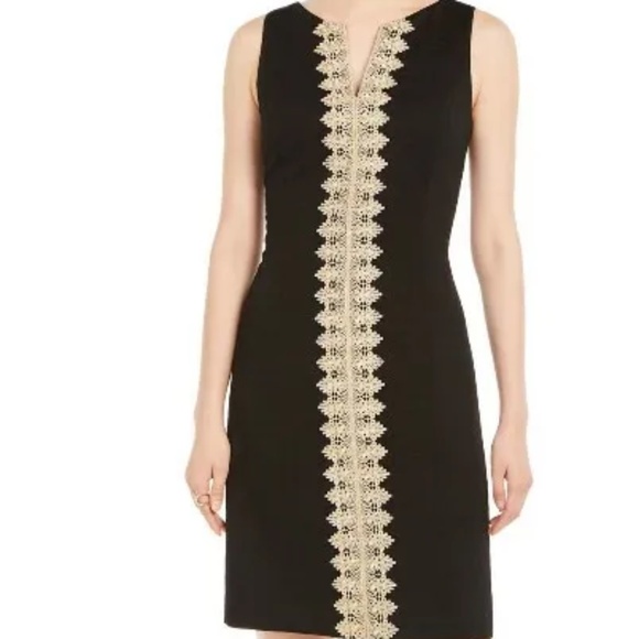 Pappagallo Gold Embellished Sleeveless Sheath Dress Size 10 - Picture 2 of 5